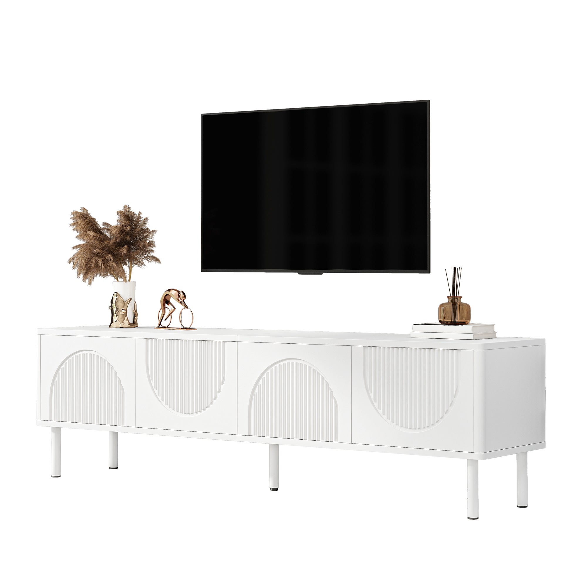 Nowoczesna szafka pod TV 180cm z miejscem do przechowywania, matową powierzchnią i możliwością prowadzenia kabli - minimalistyczny design do salonu