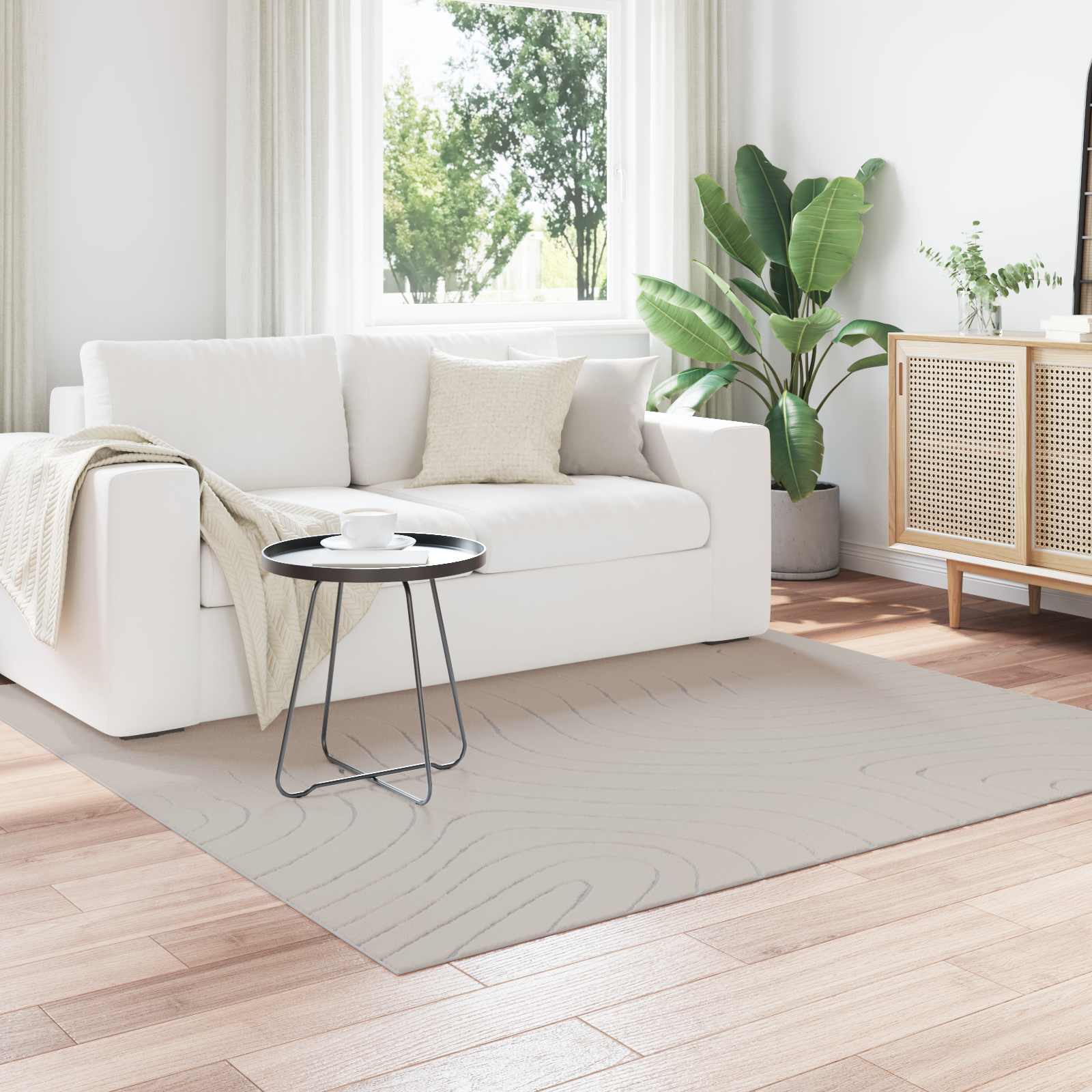 Dywany pokojowe Kwadrat PALMERAS Kremowy 120 x 120 cm Poliester vidaXL