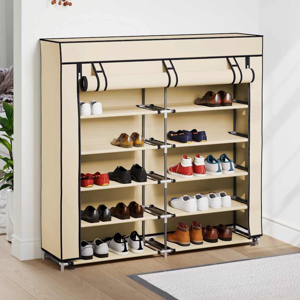 Szafka na buty z osłoną, kremowa, 115x28x110 cm, tkanina