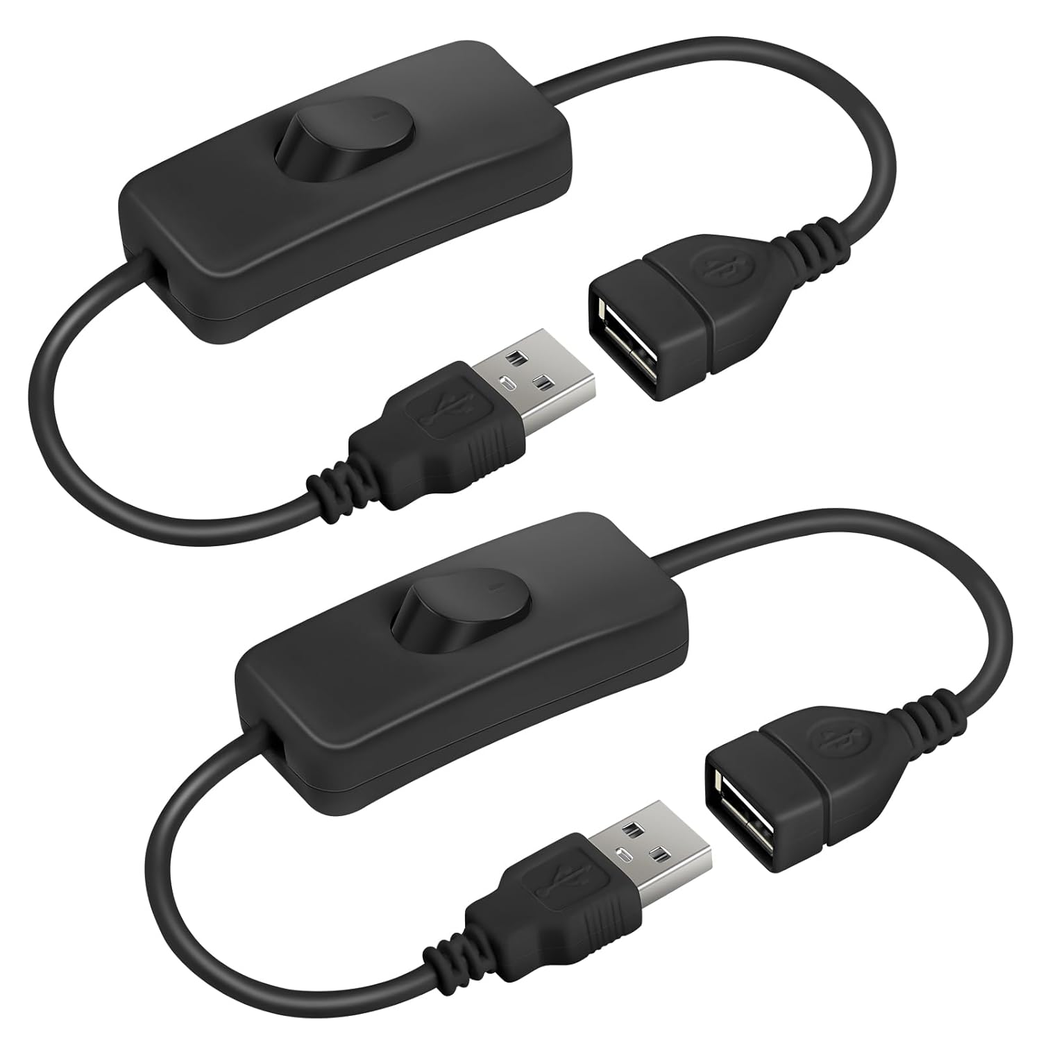 2-częściowy przedłużacz USB (27,5 cm), USB z włącznikiem/wyłącznikiem, przełącznik USB do lampki biurkowej LED, paski LED (czarny)