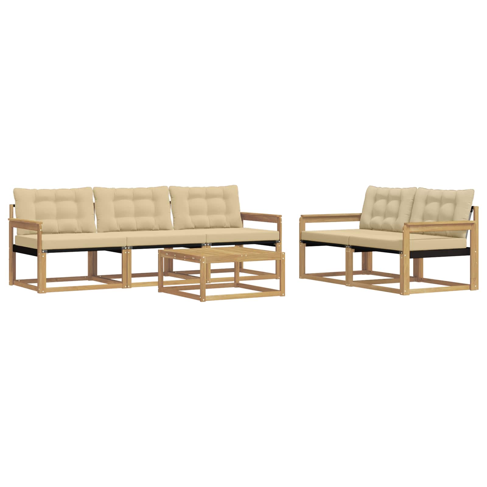 Zestaw sof na zewnątrz 6 pcs Biały i Beżowy 79 x 79 x 37 cm