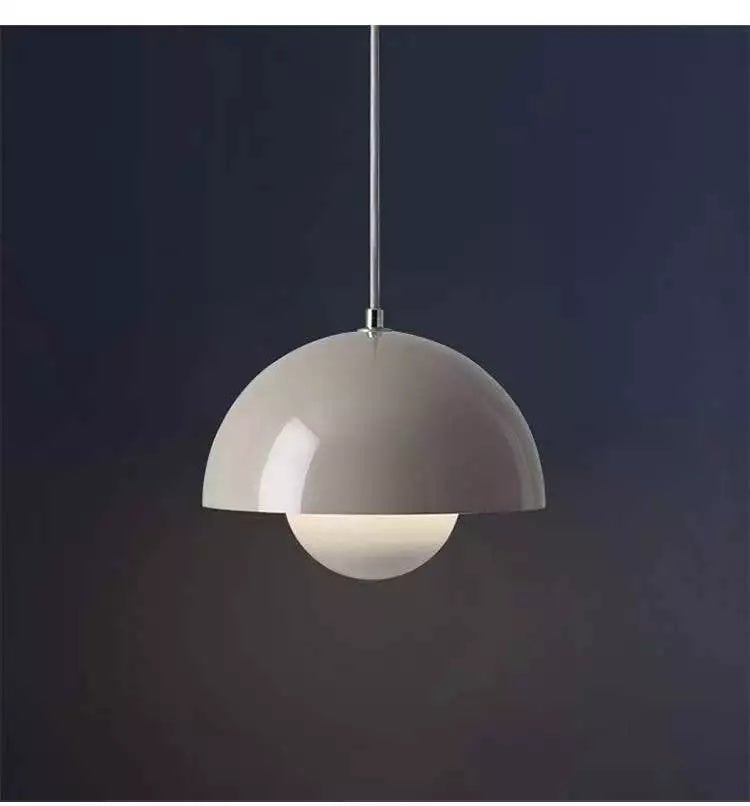 Bud Danish Design Interior Żyrandol Wisząca Lampa Nocna z Żarówką, 23 cm, Białe Światło, Szary