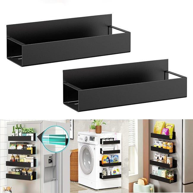 Magnetyczna półka boczna do lodówki - 2 uchwyty 27x8,5x7,5 cm - Mocna siła ssania do przechowywania - Organizacja drzwi lodówki