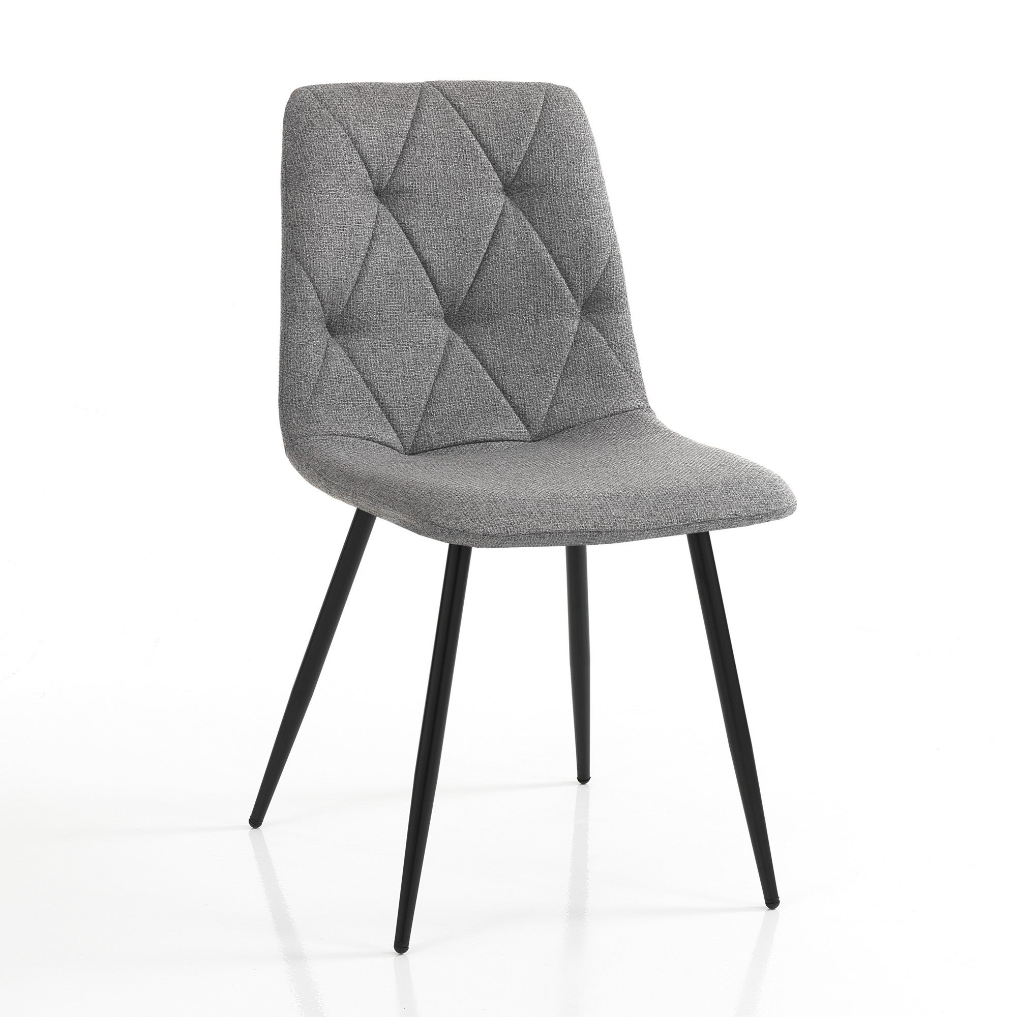 Zestaw 4 krzeseł MESH GREY, tkanina szara i metal czarny, wys. 84 x szer. 44 x gł. 54 cm, siedzisko wys. 48 x szer. 44 x gł. 40 cm, do jadalni