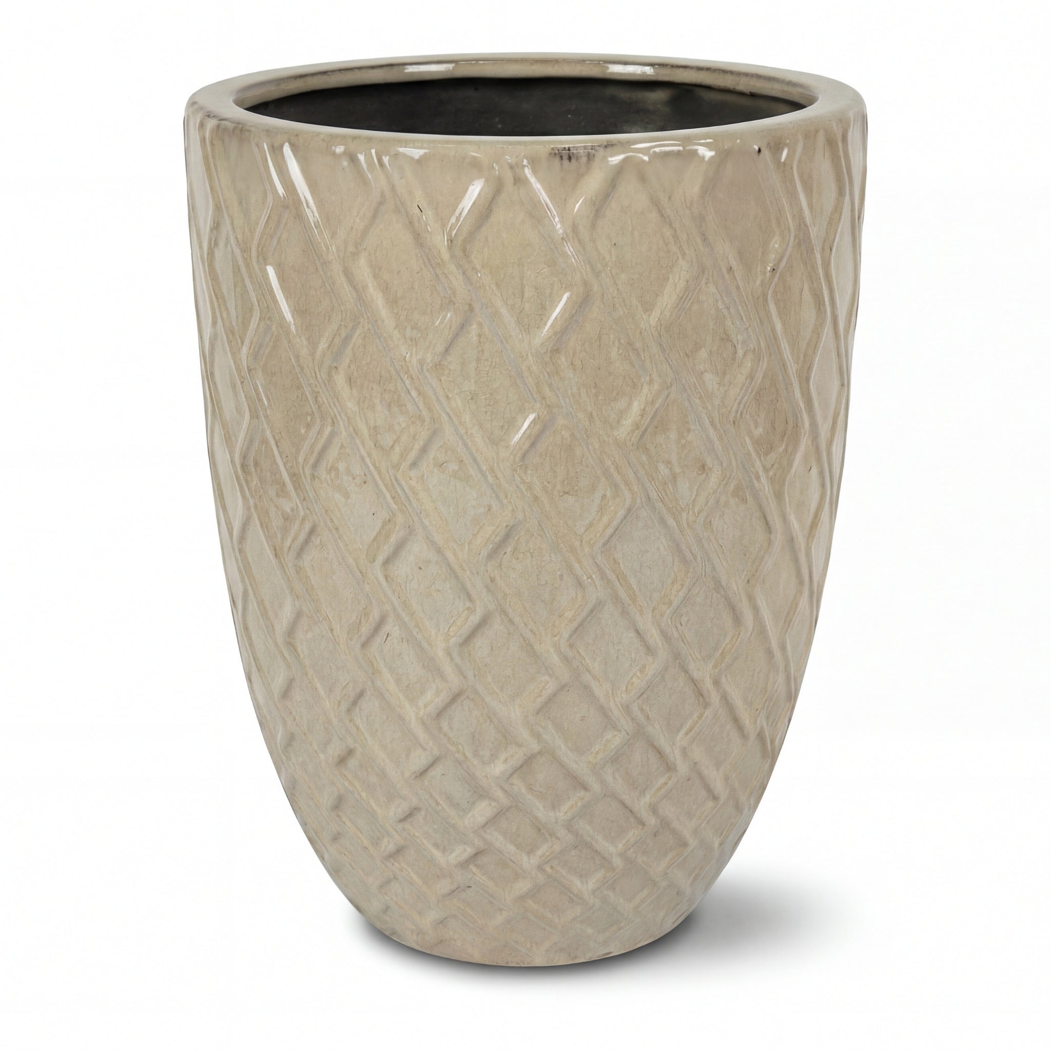 Donica ceramiczna Provencelia ZEUS Kremowy, sred.41 x H54 cm, mrozoodporna, rękodzieło, szkliwiona