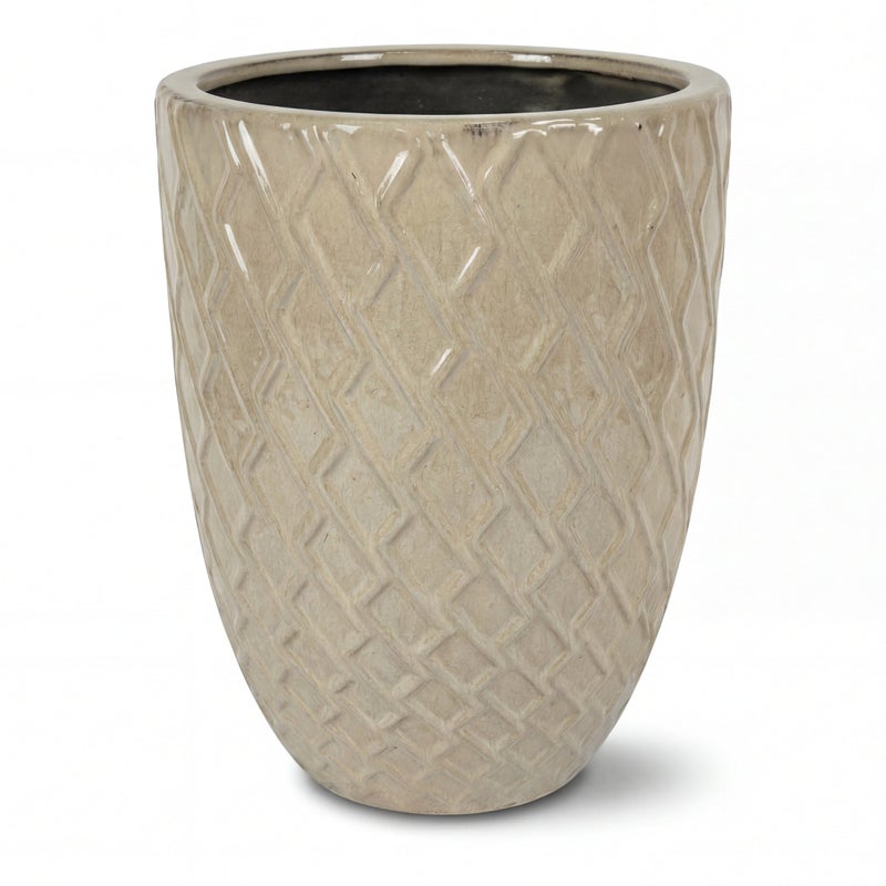 Donica ceramiczna Provencelia ZEUS Kremowy, sred.41 x H54 cm, mrozoodporna, rękodzieło, szkliwiona