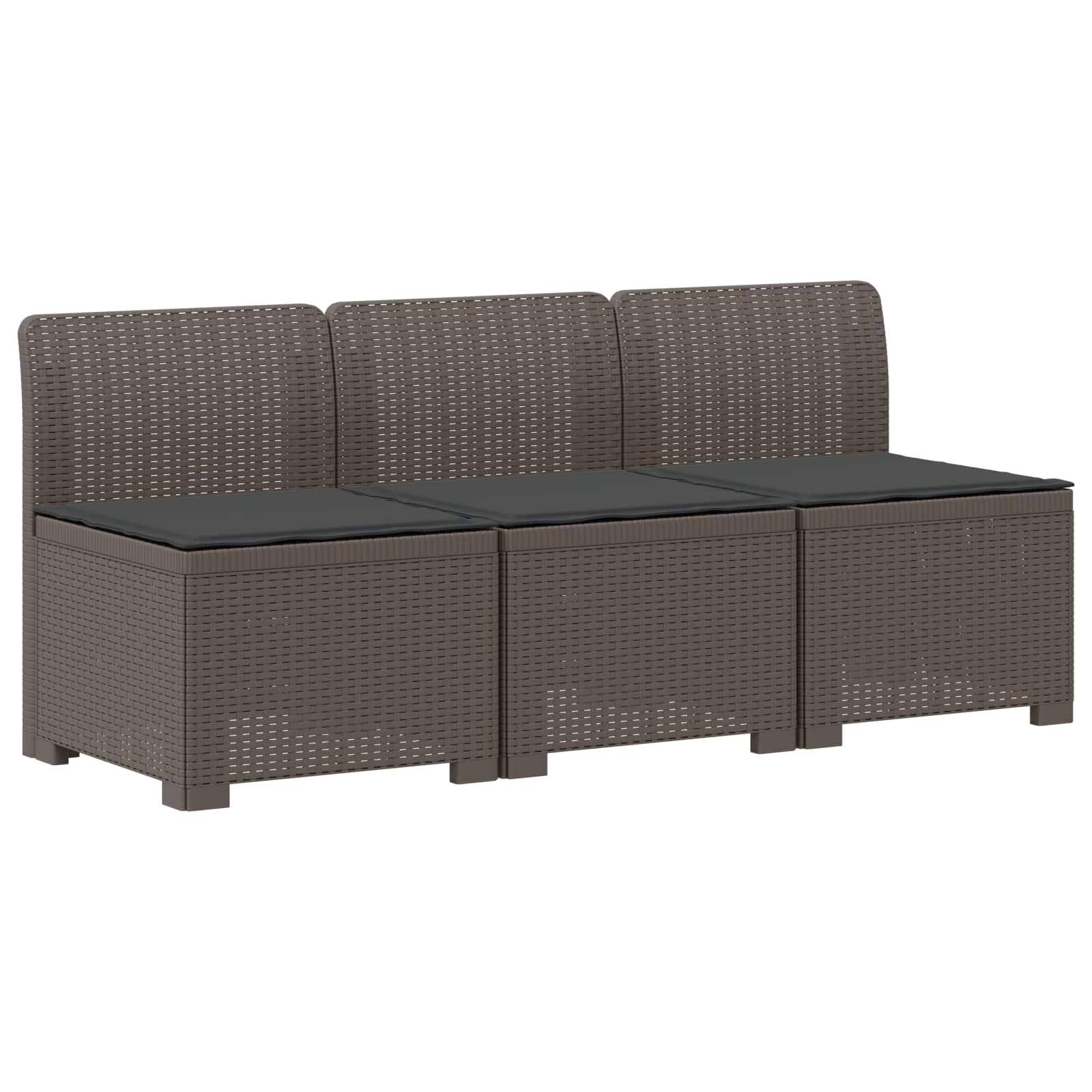 Sofa Ogrodowa Modułowa 3-Osobowa Plastikowa Szara z Poduszkami na Taras