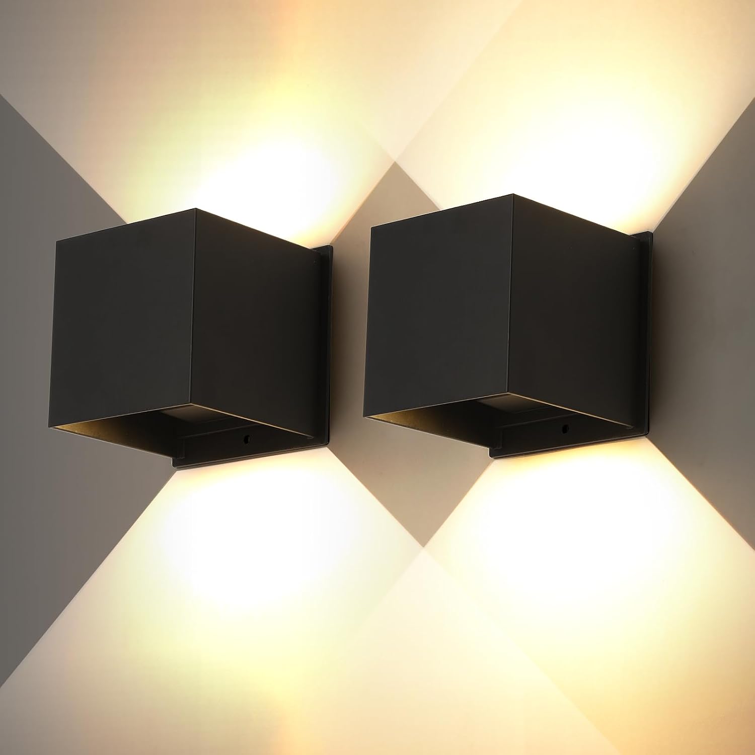 Zewnętrzne kinkiety LED – zestaw 2 sztuk – aluminiowe kinkiety – IP65 – nowoczesny styl – czarne – 6 W – ciepła biel 3000 K
