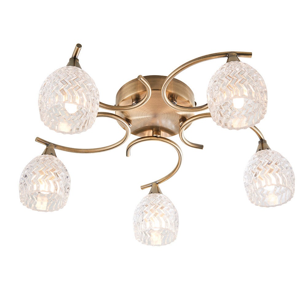 Lampa sufitowa ozdobna antyczna mosiężna dekoracyjne klosze 5xG9 33W BOYER Endon