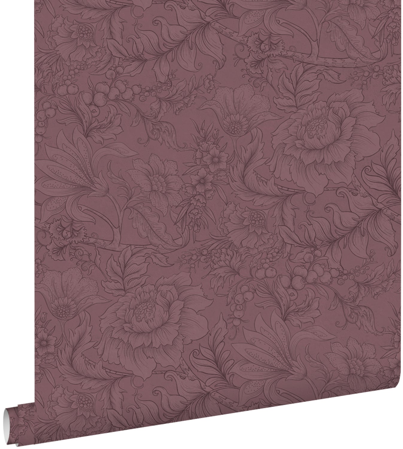 Tapeta kwiatowy wzór fioletowy mauve - 0.53 x 10.05 m - ESTAHOME
