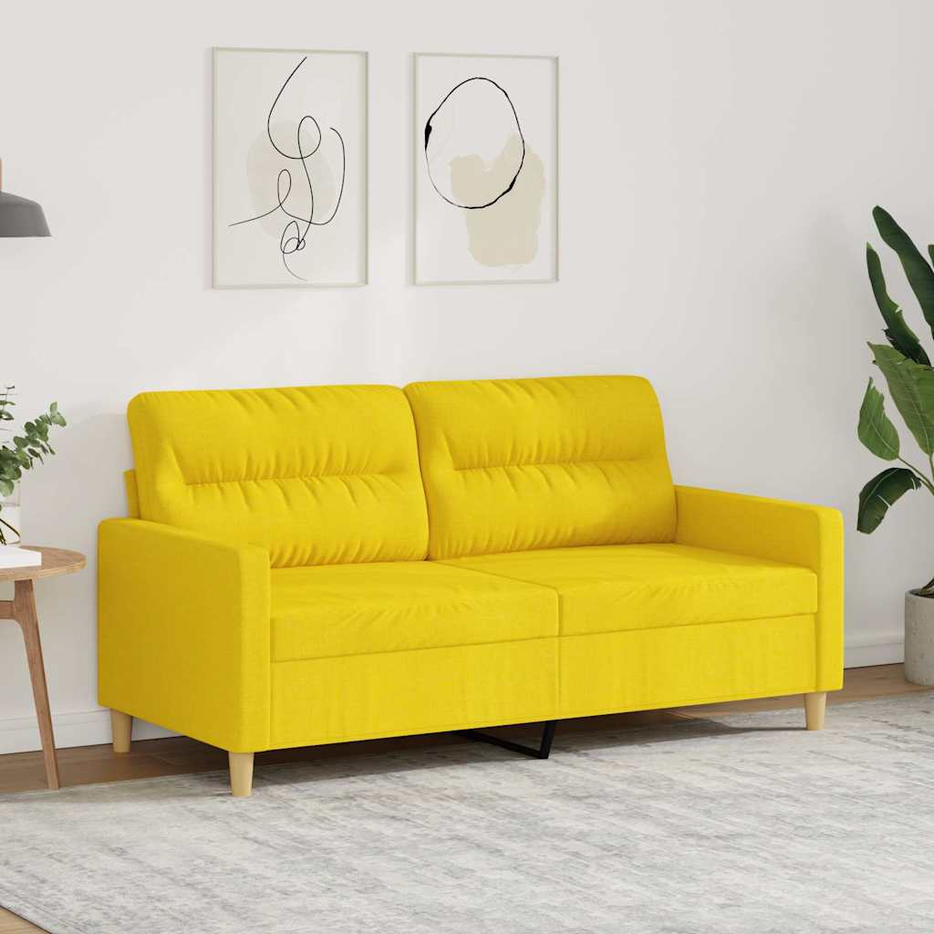 Sofa 2-osobowa, jasnożółta, 140 cm, tapicerowana tkaniną vidaXL
