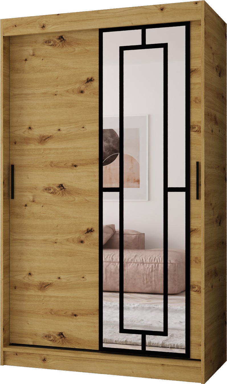 Szafa przesuwna z lustrem MODENA 120 x 62 x 200 artisan + u. czarny