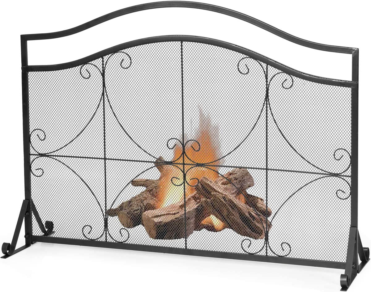 Kratka ochronna do kominka, ochrona przed iskrami z metalu, ochrona przed ogniem, kratka kominkowa, 112 x 32 x 83 cm