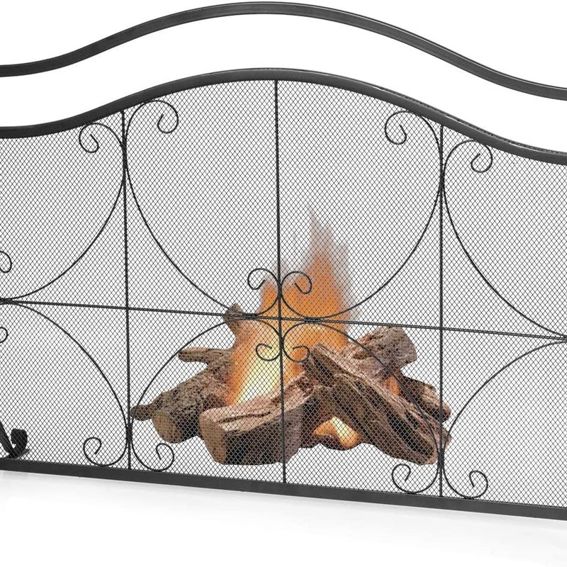 Kratka ochronna do kominka, ochrona przed iskrami z metalu, ochrona przed ogniem, kratka kominkowa, 112 x 32 x 83 cm
