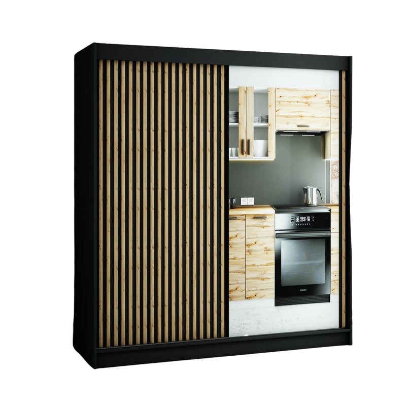 Szafa przesuwna garderoba LAMELO 2 200 x 62 x 200 cm Czarny - Abiks Meble