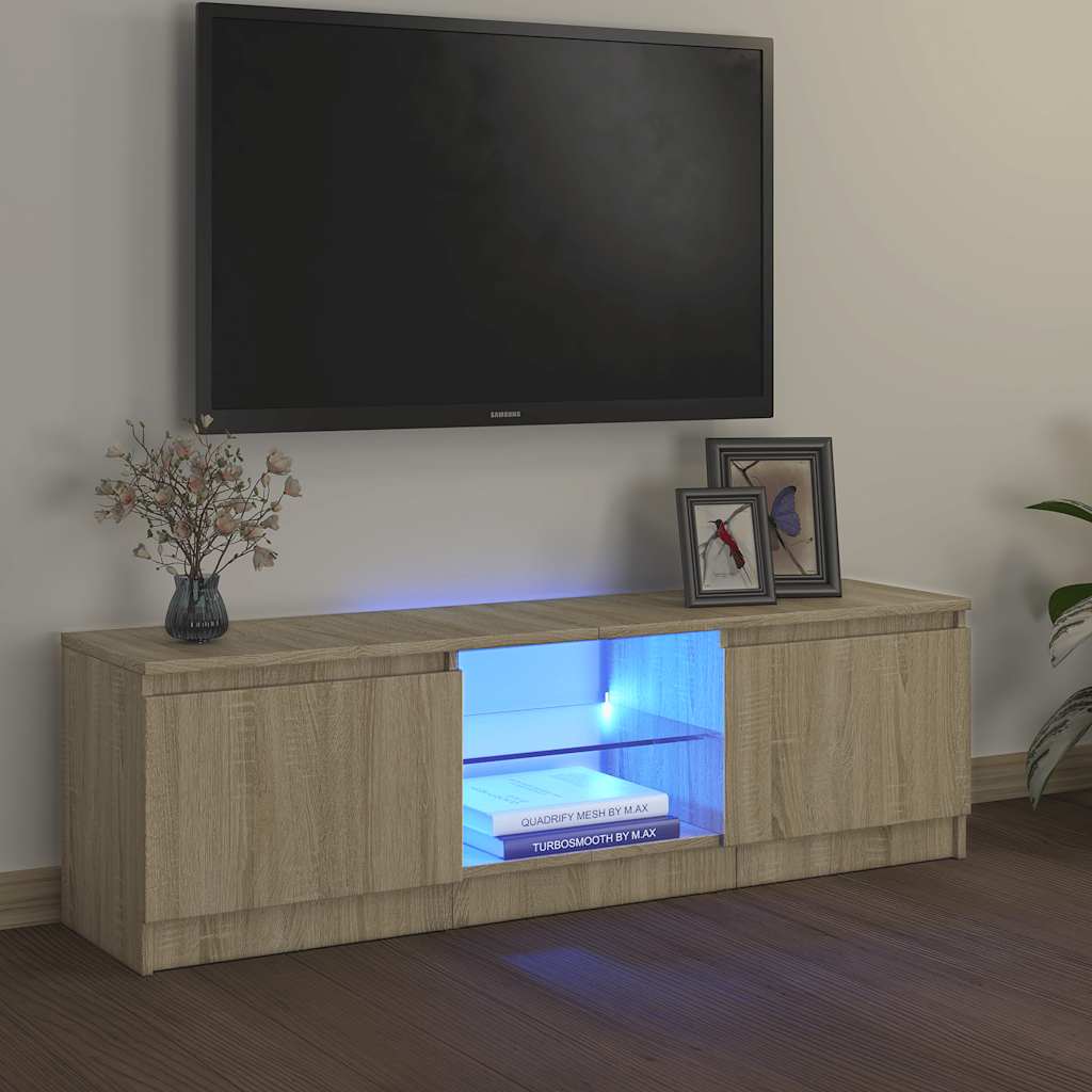 Stolik RTV VidaXL z oświetleniem LED, kolor sonoma, wymiary 120 x 30 x 36 cm