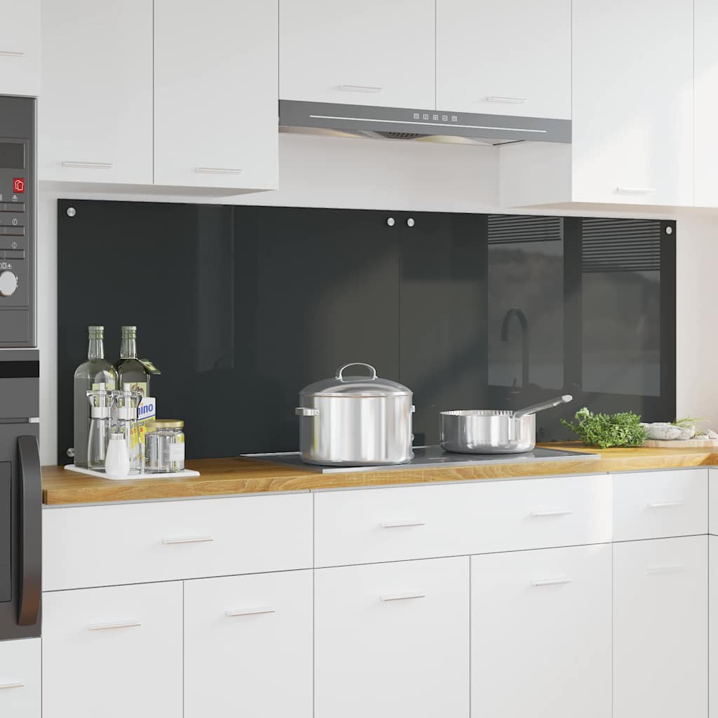 Panel kuchenny 2 pcs Ciemnoszary 90 x 60 cm szkło hartowane vidaXL