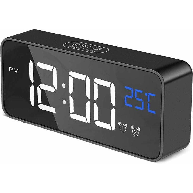 Cyfrowy budzik LED, elektroniczny budzik z wyświetlaczem temperatury i opcjonalnymi dźwiękami alarmu, do sypialni, biura