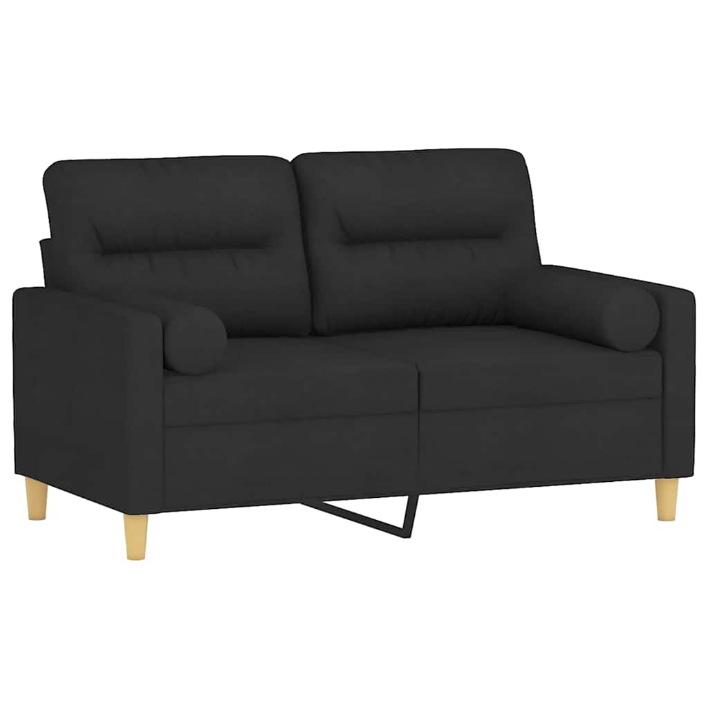 2-osobowa sofa z poduszkami, czarna, 120 cm, tkanina