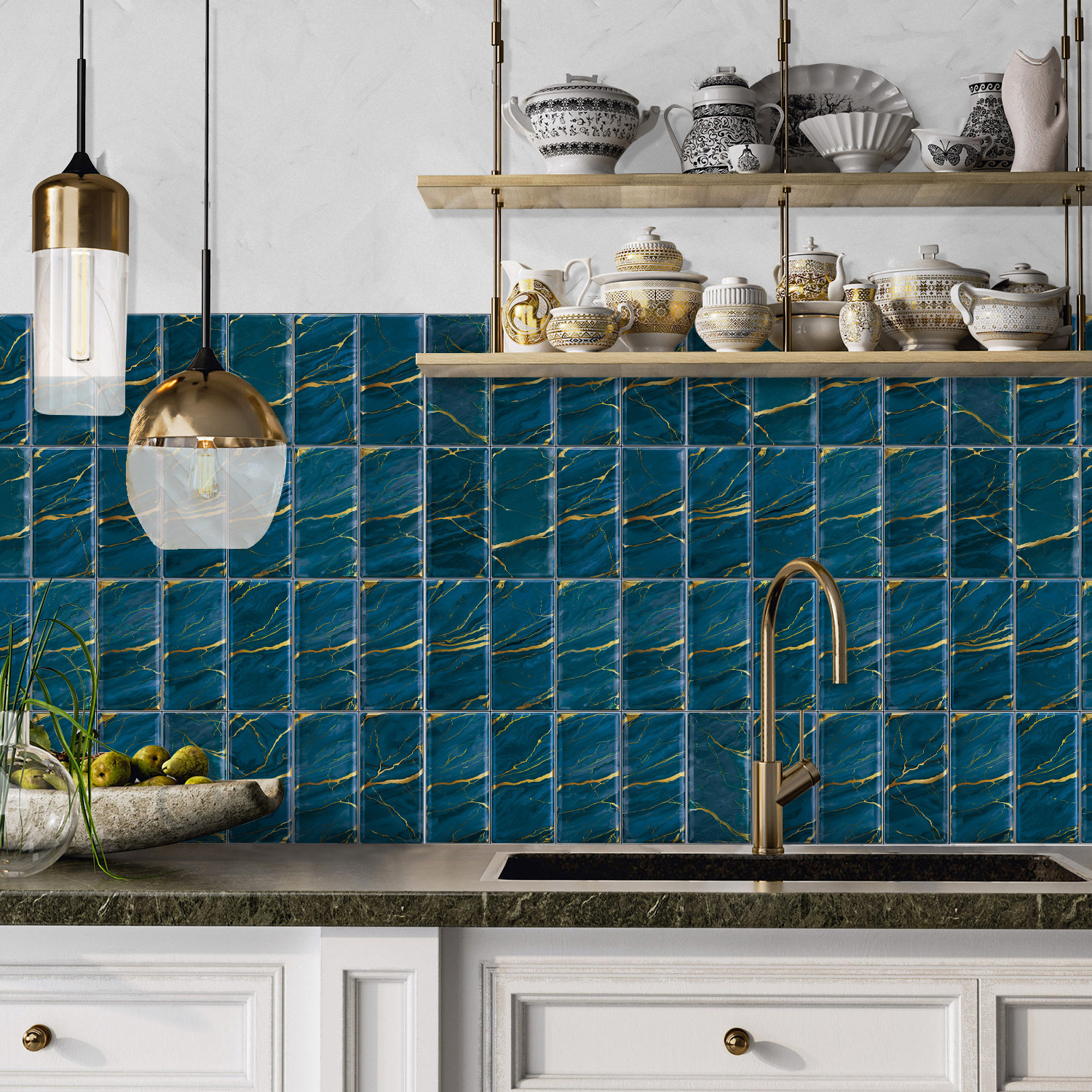 Zestaw 16 samoprzylepnych paneli ściennych, płytki PCV do backsplash, naklejki ścienne 3D, wodoodporne i żaroodporne, 20,32 x 10,16 cm