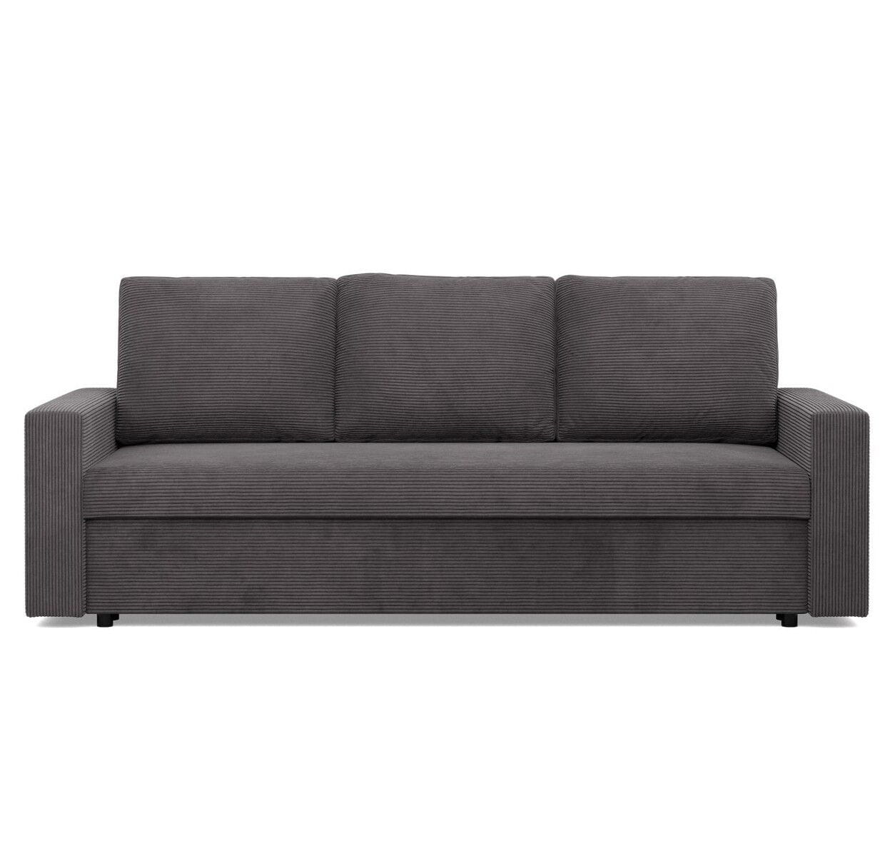 Kanapa 3 osobowa, BLOM, sztruks, 220x92x92 cm, ciemny szary - TYLETEGOTU