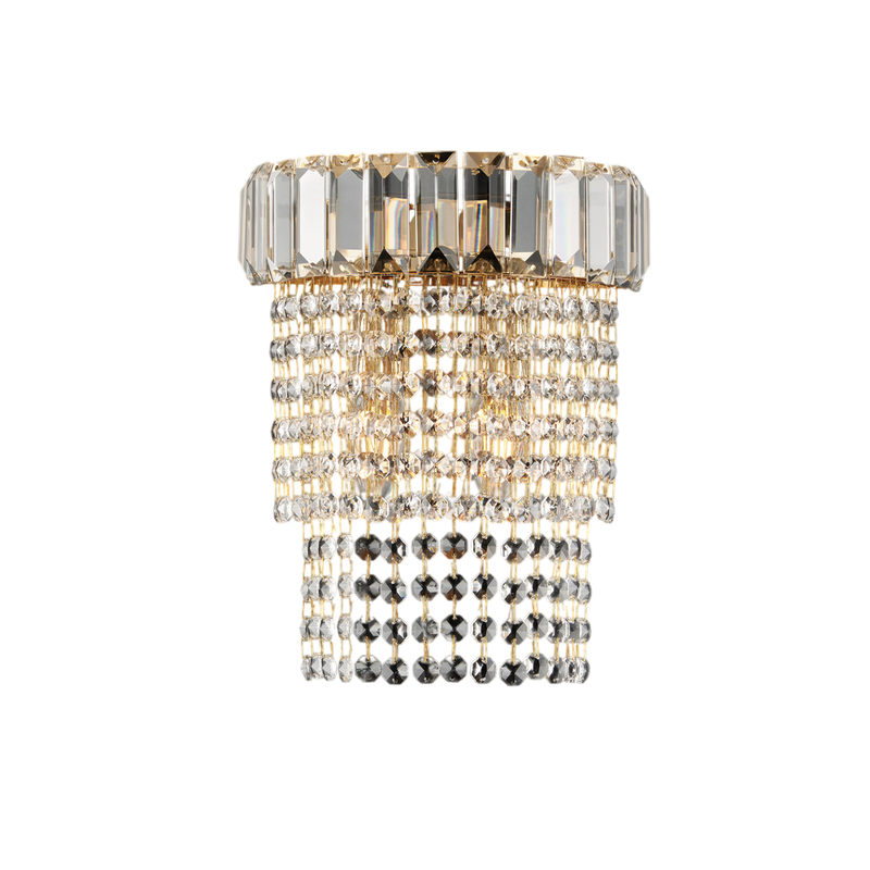 Applique in ferro e ottone dorato con strass 2 luci H.27 - L.22 - P.14