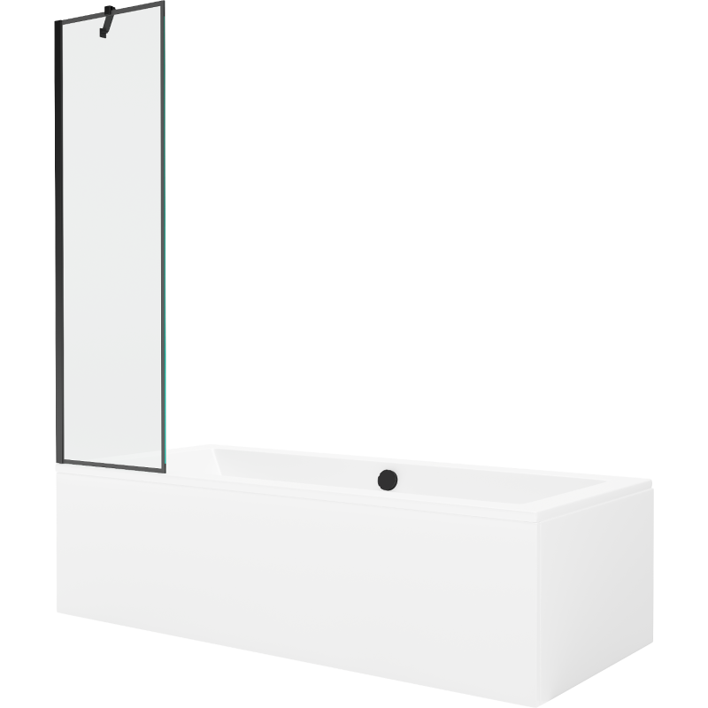 Mexen Cube wanna prostokątna 170 x 80 cm z obudową i parawanem 1-skrzydłowym 50 cm, czarny wzór - 550517080X9505007070