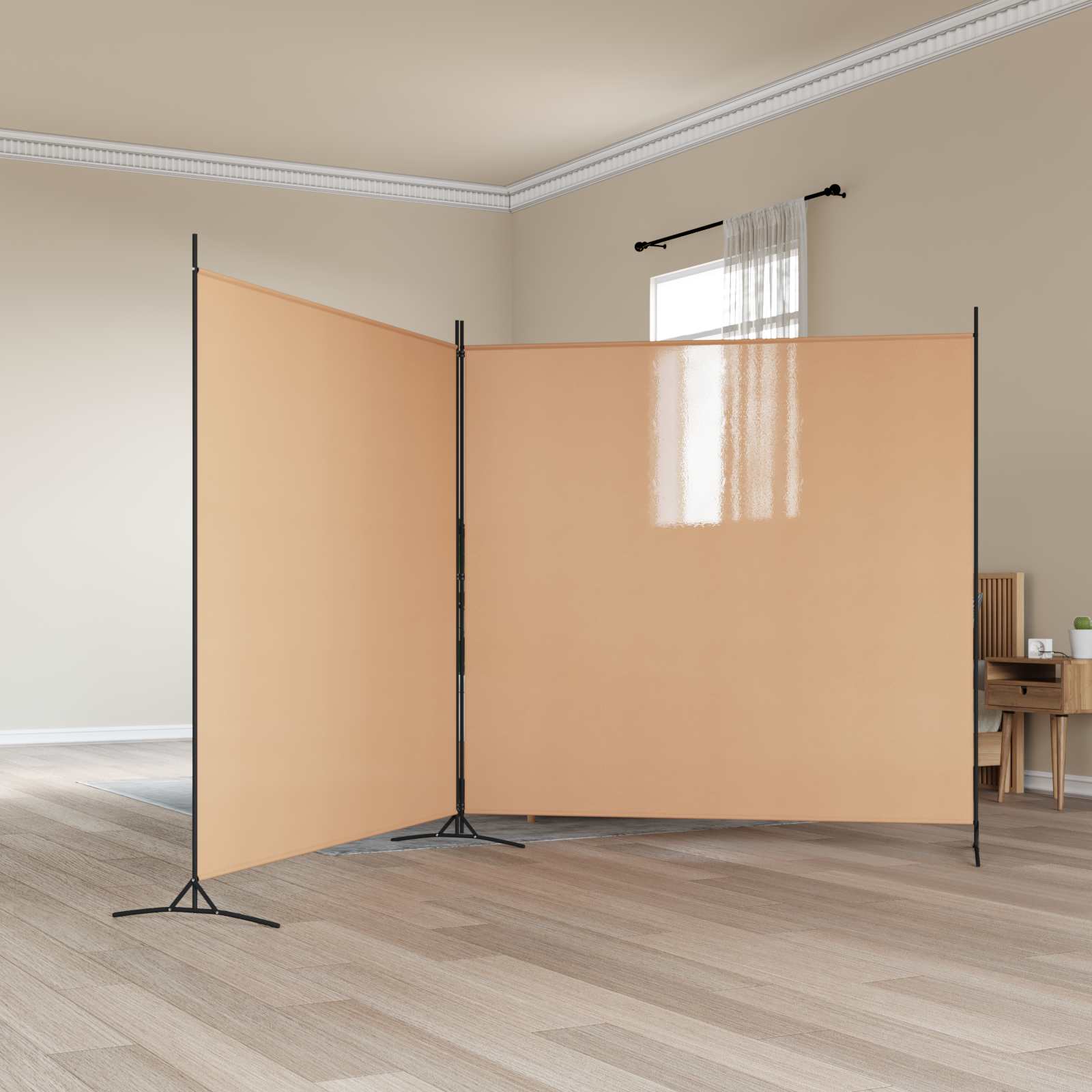 Parawan 2-panelowy Beżowy 348 x 180 cm tkanina vidaXL