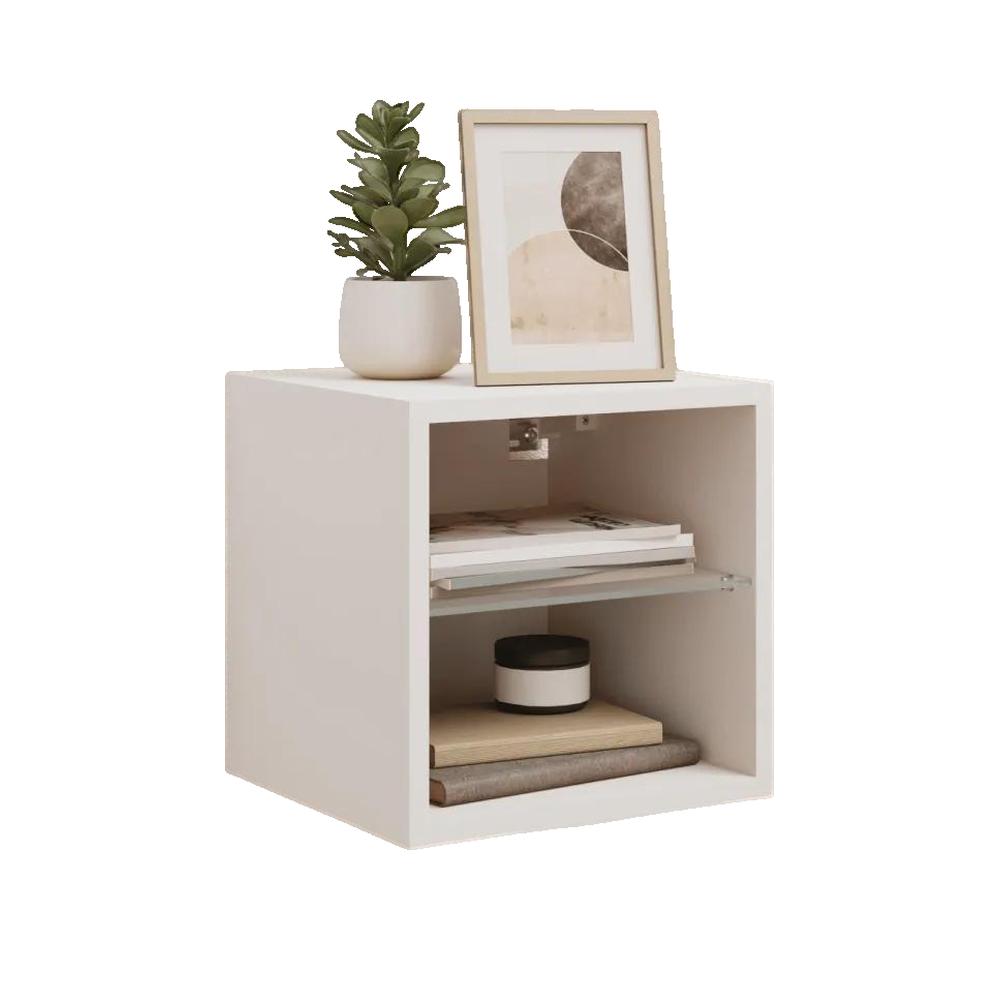 Mebel TV wiszący vidaXL z podświetleniem LED, drewno inżynieryjne biały, 30x28,5x30 cm