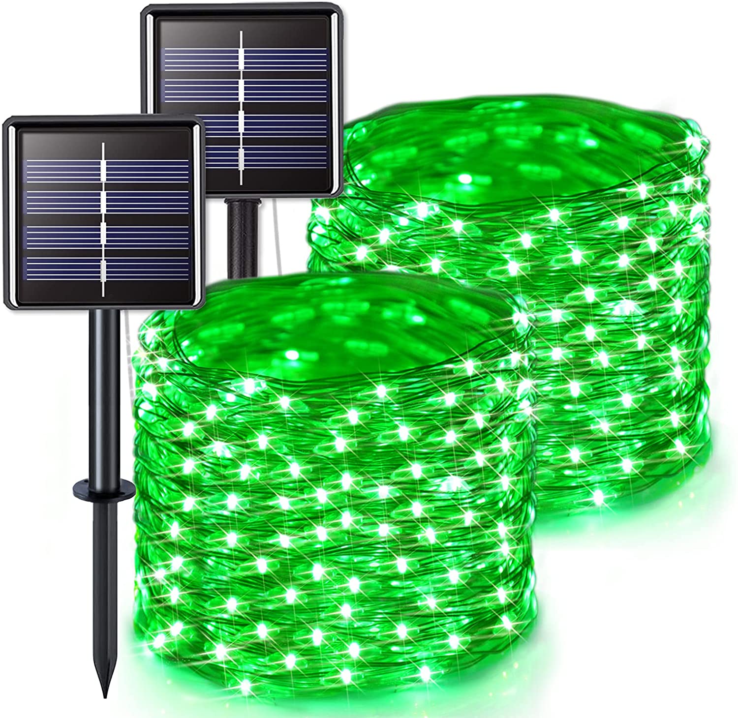 sztuki LED zewnętrznych solarnych lampek bajkowych z trybami wodoodpornych dekoracyjnych drucików miedzianych ogrodu drzewa Bożego Narodzenia Zielony