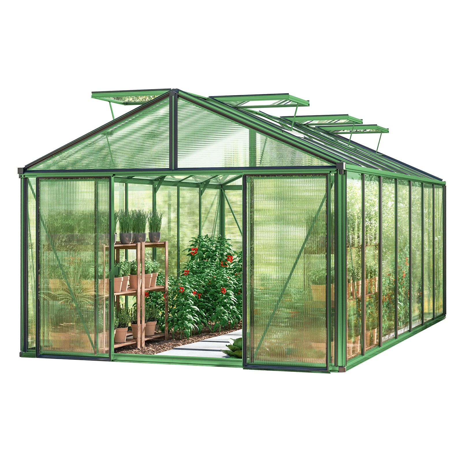 GFP szklarnia Asteria 25 Light 311x534 cm - grube panele poliwęglanowe ok. 12 mm - kolor: zielony