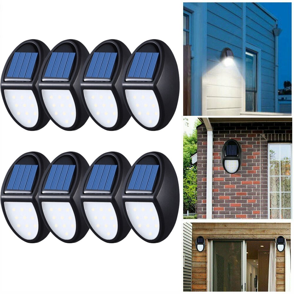 8Pack 10LED wodoszczelna zewnętrzna lampa solarna, kinkiet z czujnikiem ruchu LED, wodoszczelne kinkiety do ogrodu na dziedzińcu