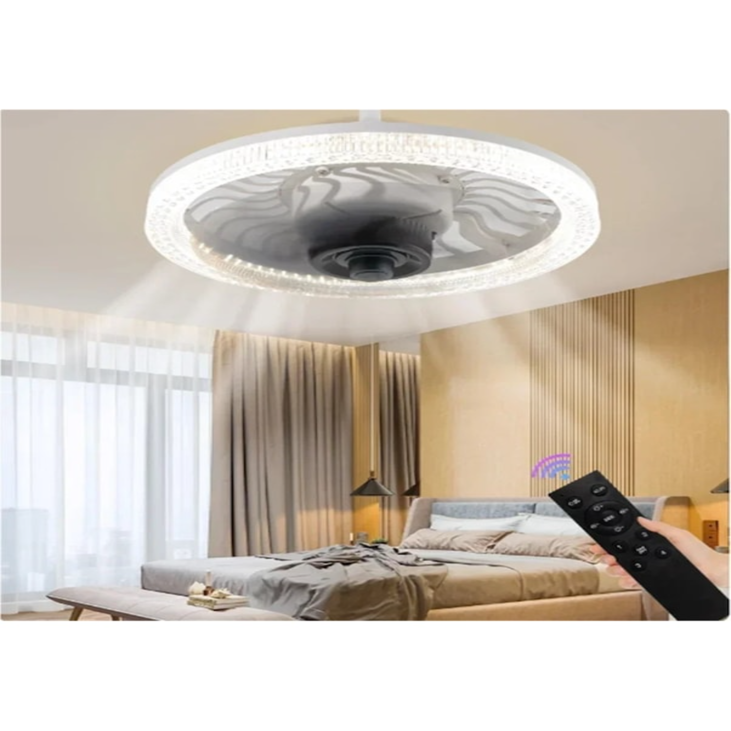 Lampy zewnętrzne, lampy sufitowe do wentylatorów sufitowych, lampy zintegrowane z gniazdem E27, sterowanie elektryczne (białe)
