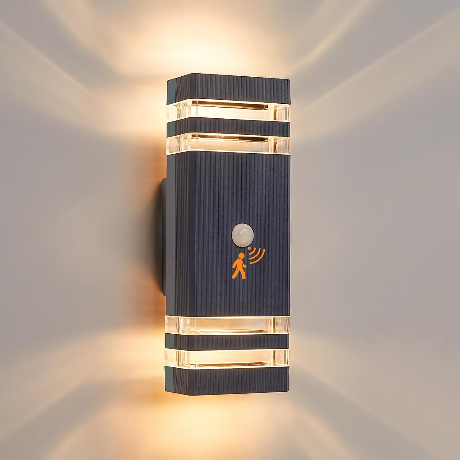 Zewnętrzna lampa ścienna LED z czujnikiem ruchu, wodoodporna IP65, zewnętrzna lampa ścienna GU10 o designie 3000 K, oświetlenie zewnętrzne z oświetlen