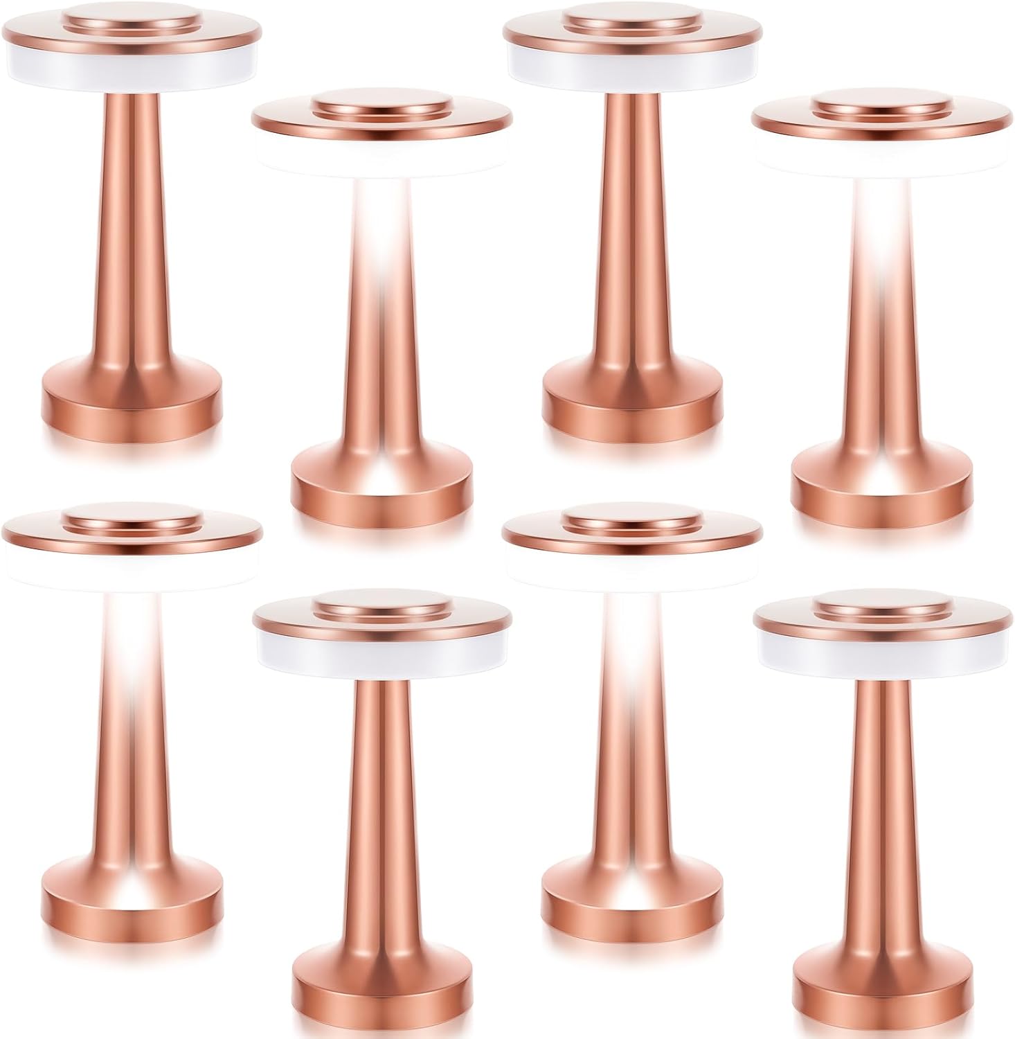 Lampa stołowa LED bezprzewodowa w kolorze czerwono-brązowym, 12,5 x 12,5 x 20,5 cm, 8 sztuk, 2 W, światło 3-tonowe, przenośna lampa bezprzewodowa z c