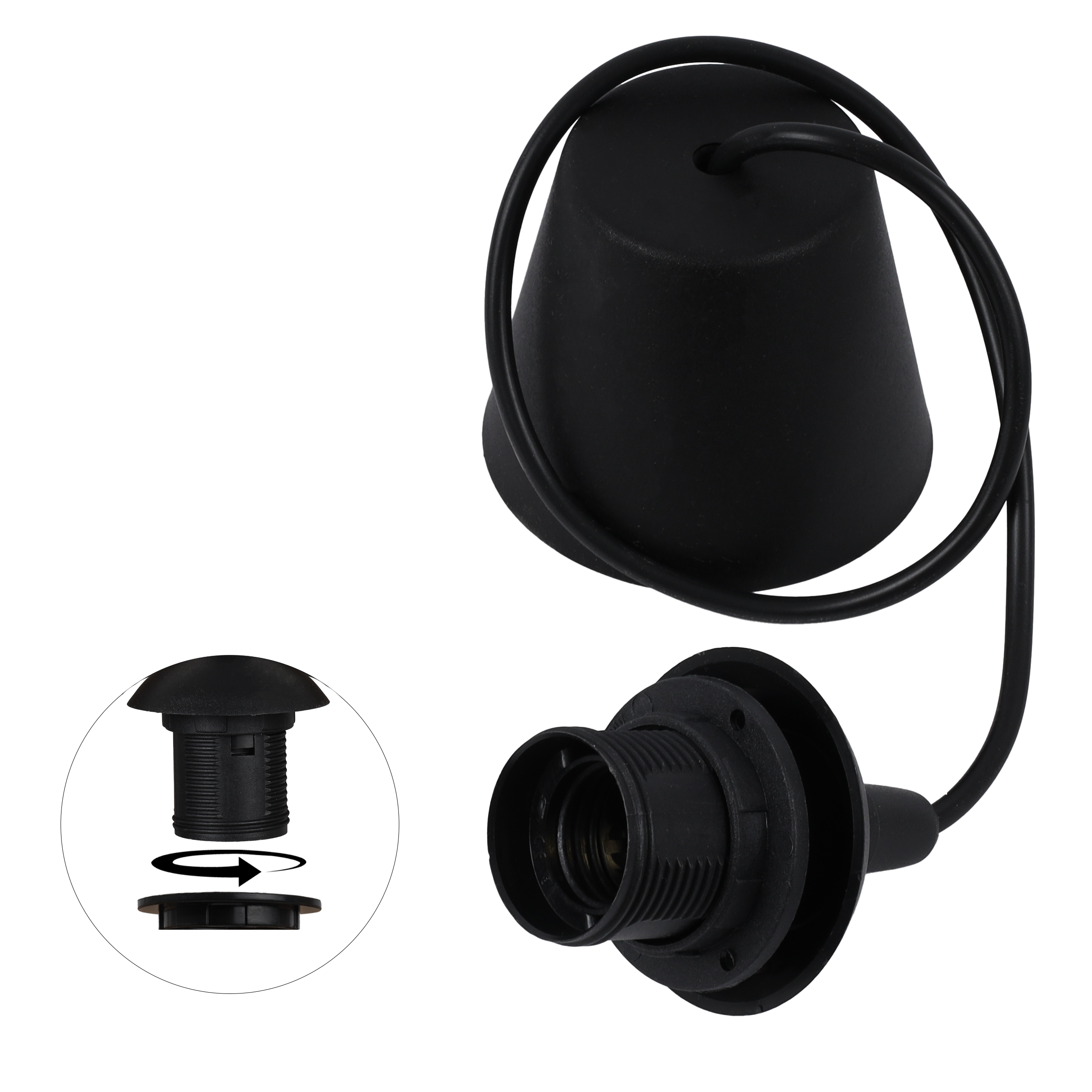 Linka zawiesie do lampy Light Home LH 1x E27 stożek czarny