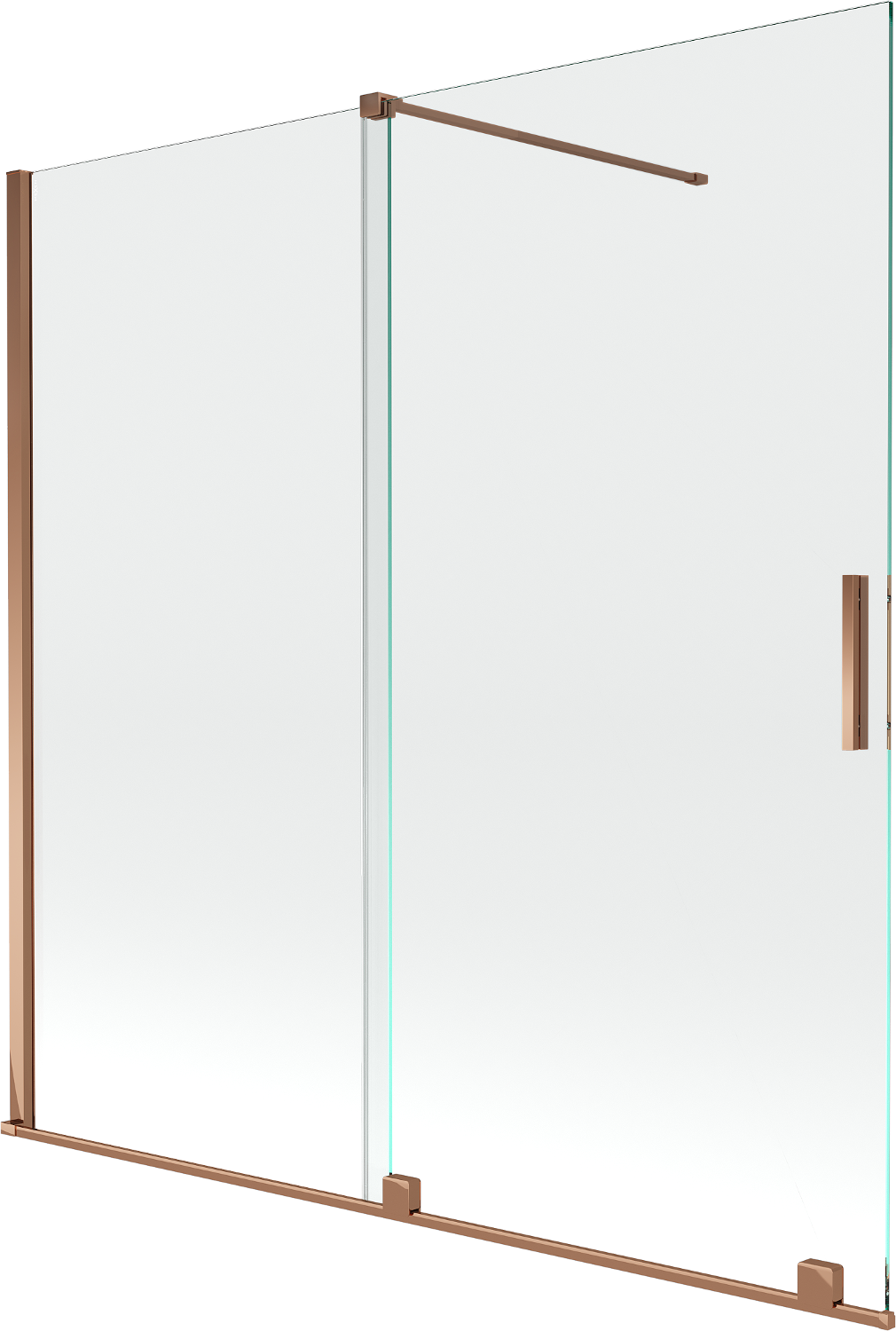 Mexen Velar parawan nawannowy 2-skrzydłowy rozsuwany 160 x 150 cm, transparent, różowe złoto - 896-160-000-01-60