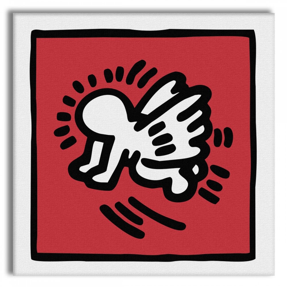 HARING - ANIOŁEK DZIECKO - Obraz na płótnie na drewnianej ramie 100x100 cm