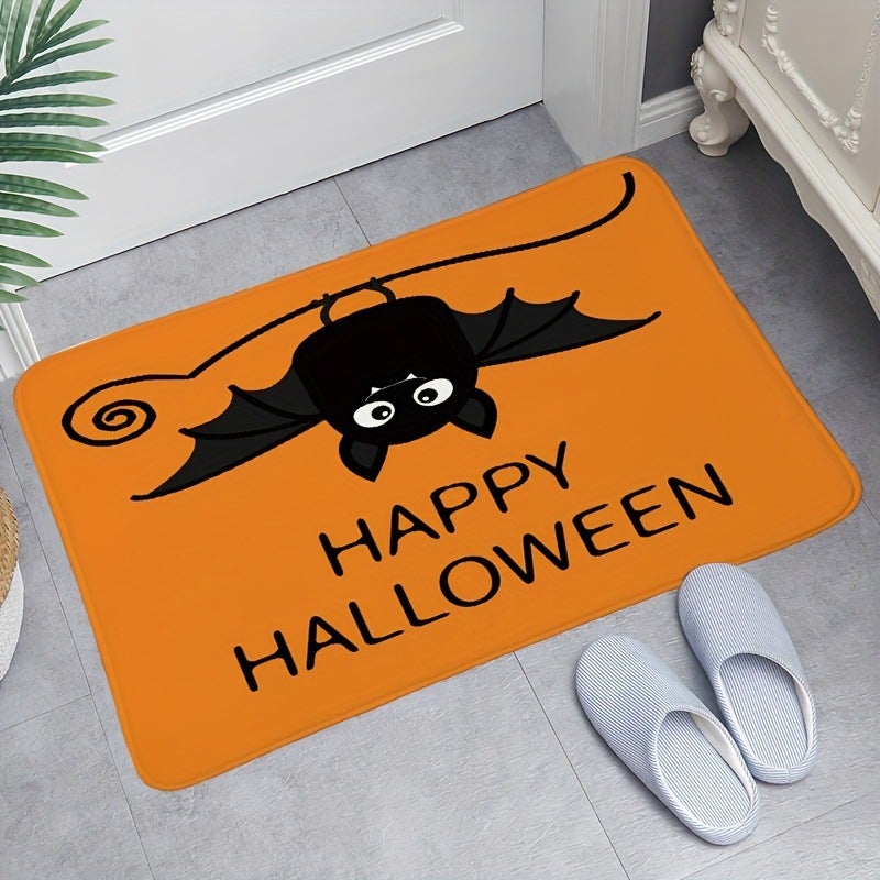 Wycieraczka Szczęśliwe Halloween, Nietoperze/Pająki z okazji Halloween, Dekoracyjna mata podłogowa, Antypoślizgowy spód, Pomarańczowy, 60 * 40 cm, #2