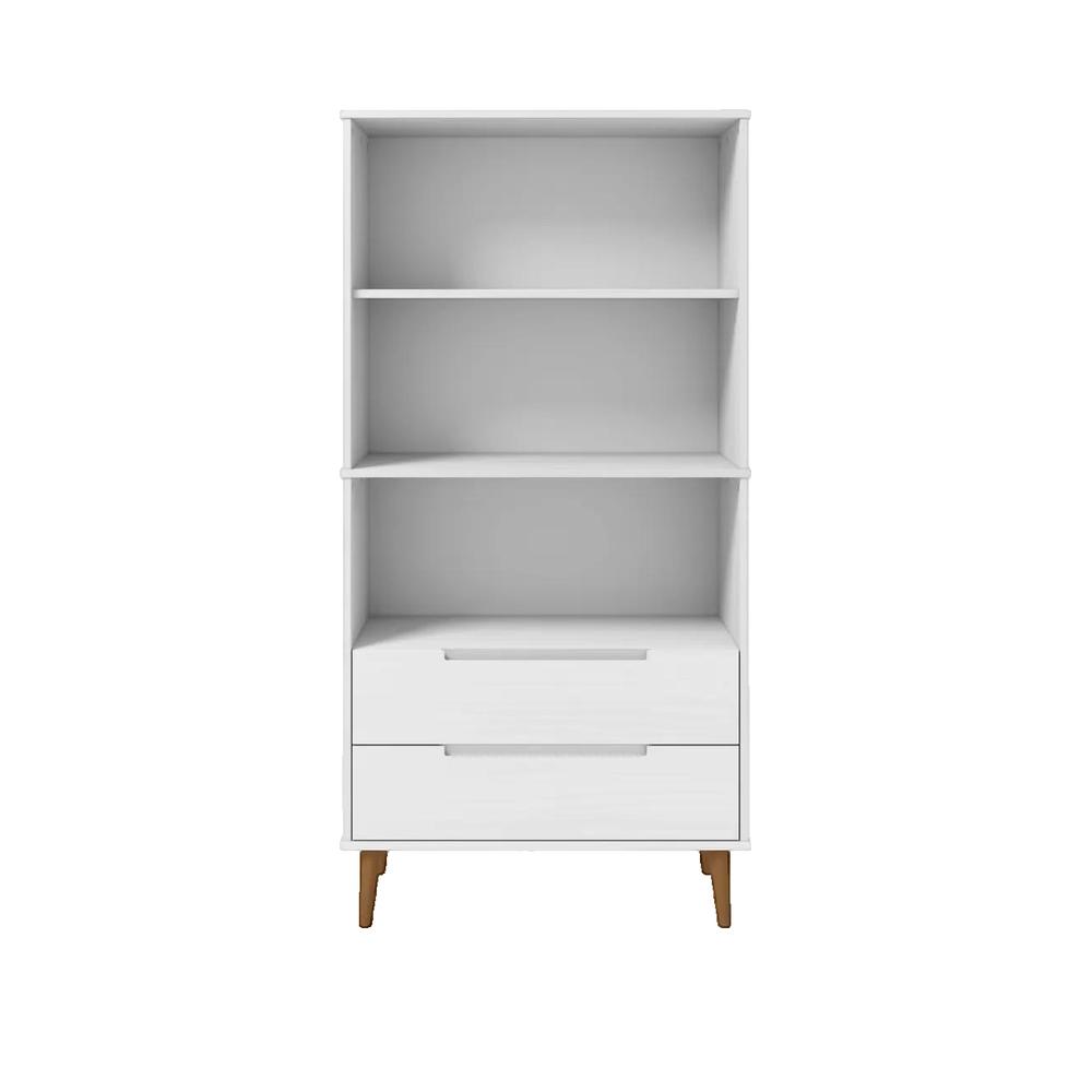 Biblioteczka vidaxl MOLDE biała z litego drewna sosnowego z lakierem UV 85x35x170,5 cm