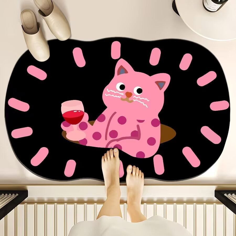 Antypoślizgowy dywanik do łazienki, pochłaniaczka dywanina, tapet do kuchni z urocznym twarzą z bajki, miękki i pralny dywanik do łazienki 40×60 cm