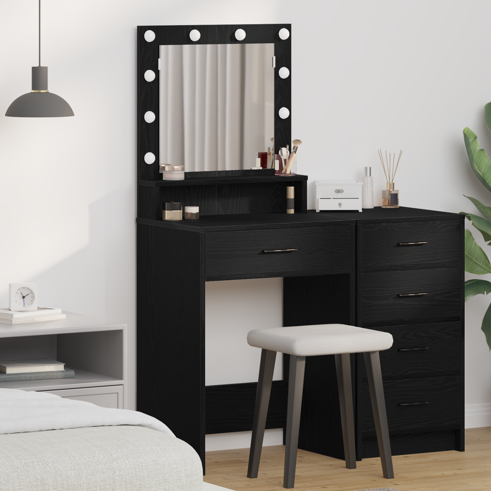 vidaXL Toaletka Czarny Dąb 50 x 41 x 135 cm Materiał drewnopochodny