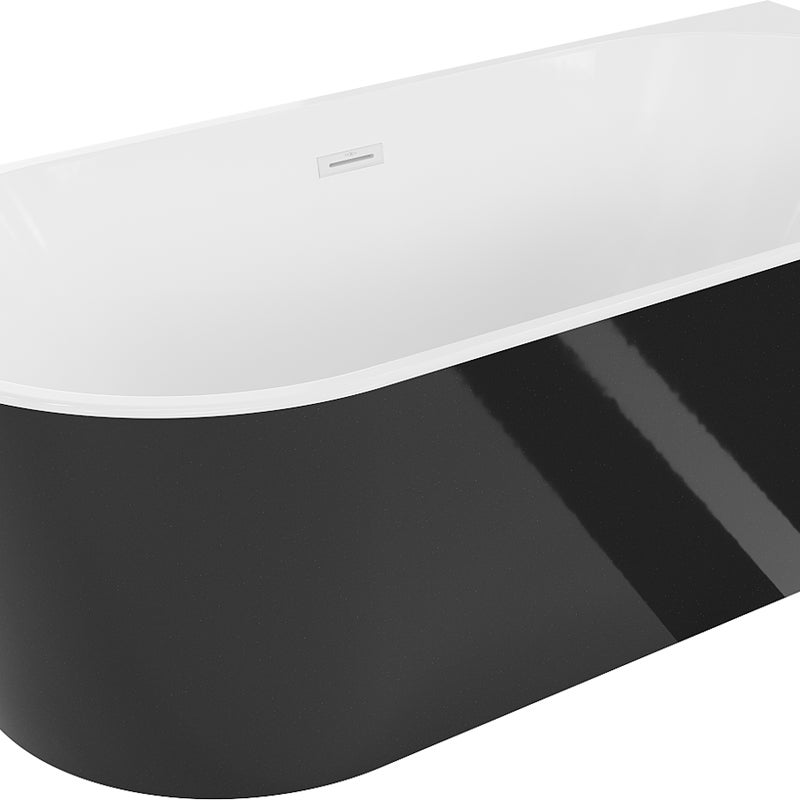 Mexen Oval wanna wolnostojąca przyścienna 150 x 75 cm, biała/czarna, przelew biały - 52671507575-20