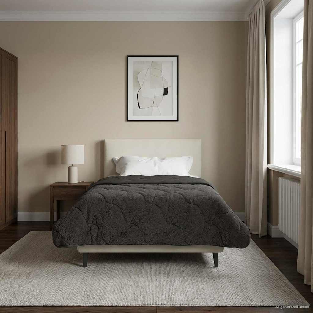Zimowa Kołdra Antracyt 140 x 220 cm Mikrofibra i Fleece Teddy vidaXL