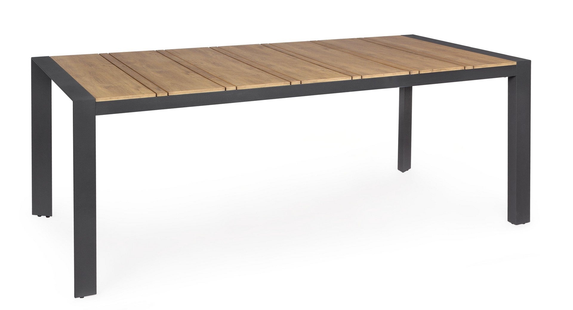 Stół aluminiowy z blatem Polywood w kolorze antracytowym, 198x100 cm, do użytku wewnątrz i na zewnątrz