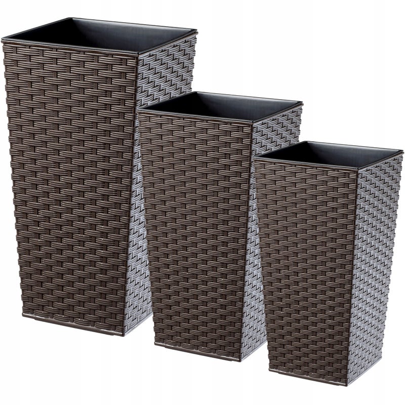 ZESTAW 3szt DONICZKA DONICA OGRODOWA + WKŁAD WYSOKA DUŻA MOKKA 47+57+68 cm
