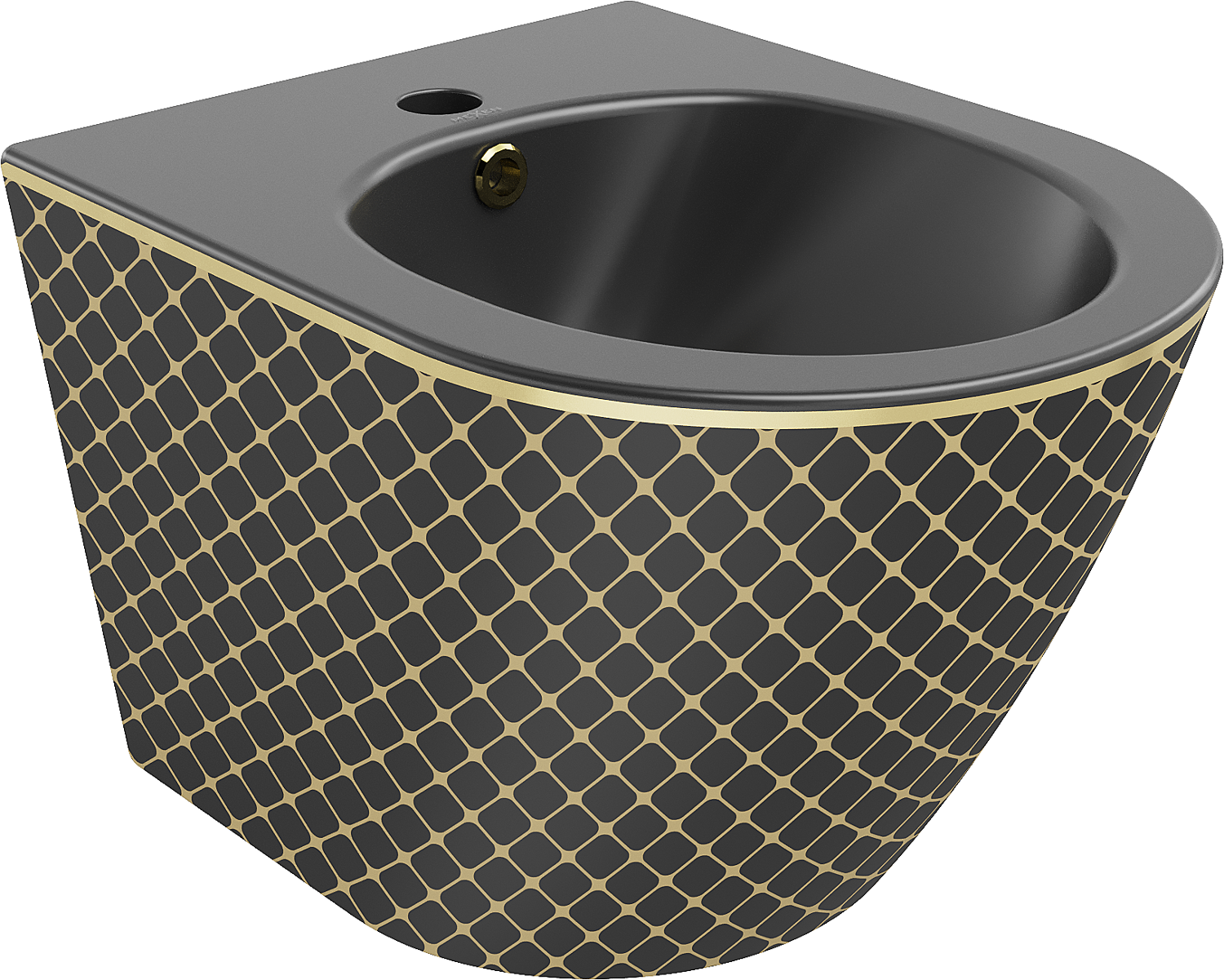 Mexen Lena bidet wiszący, czarny mat/złoty wzór kratka - 35224879