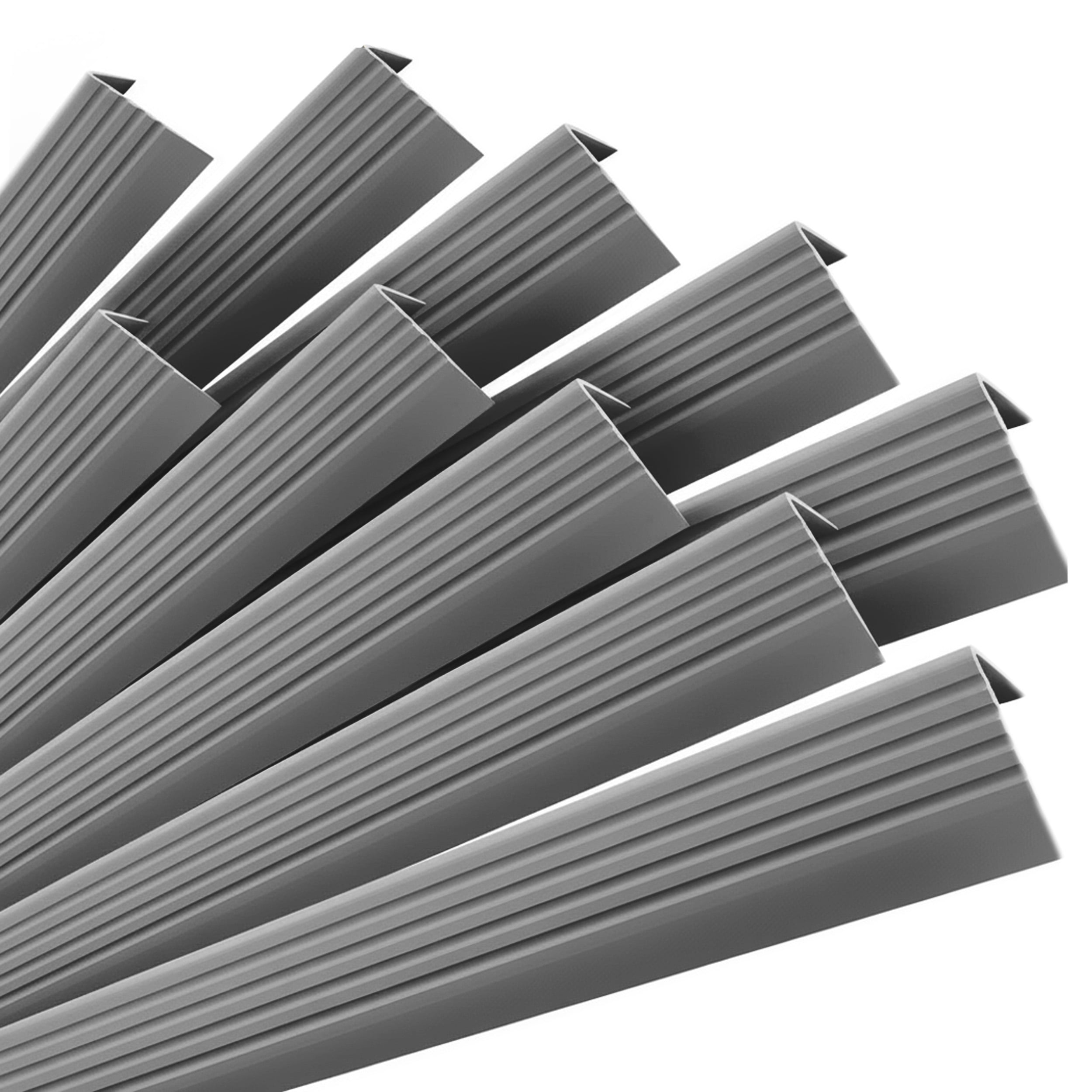 10x Profil schodowy samoprzylepny 50x42 mm PVC na krawędzie stopni z ryflowaniem - 100 cm, ciemnoszary