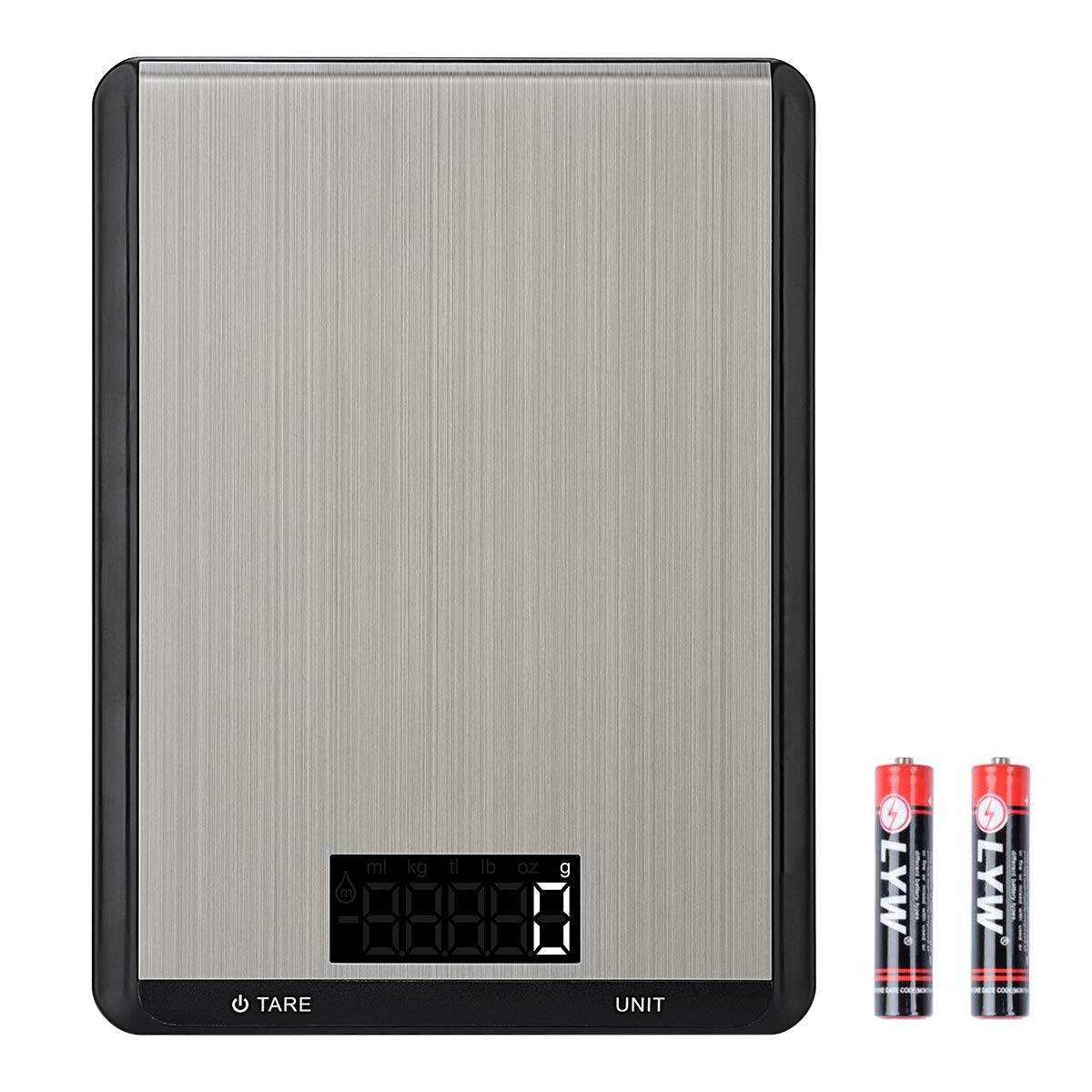 Elektroniczna waga kuchenna 10 kg / 1 g, stal nierdzewna, podświetlany ekran dotykowy LCD, funkcje, 7 jednostek miary.