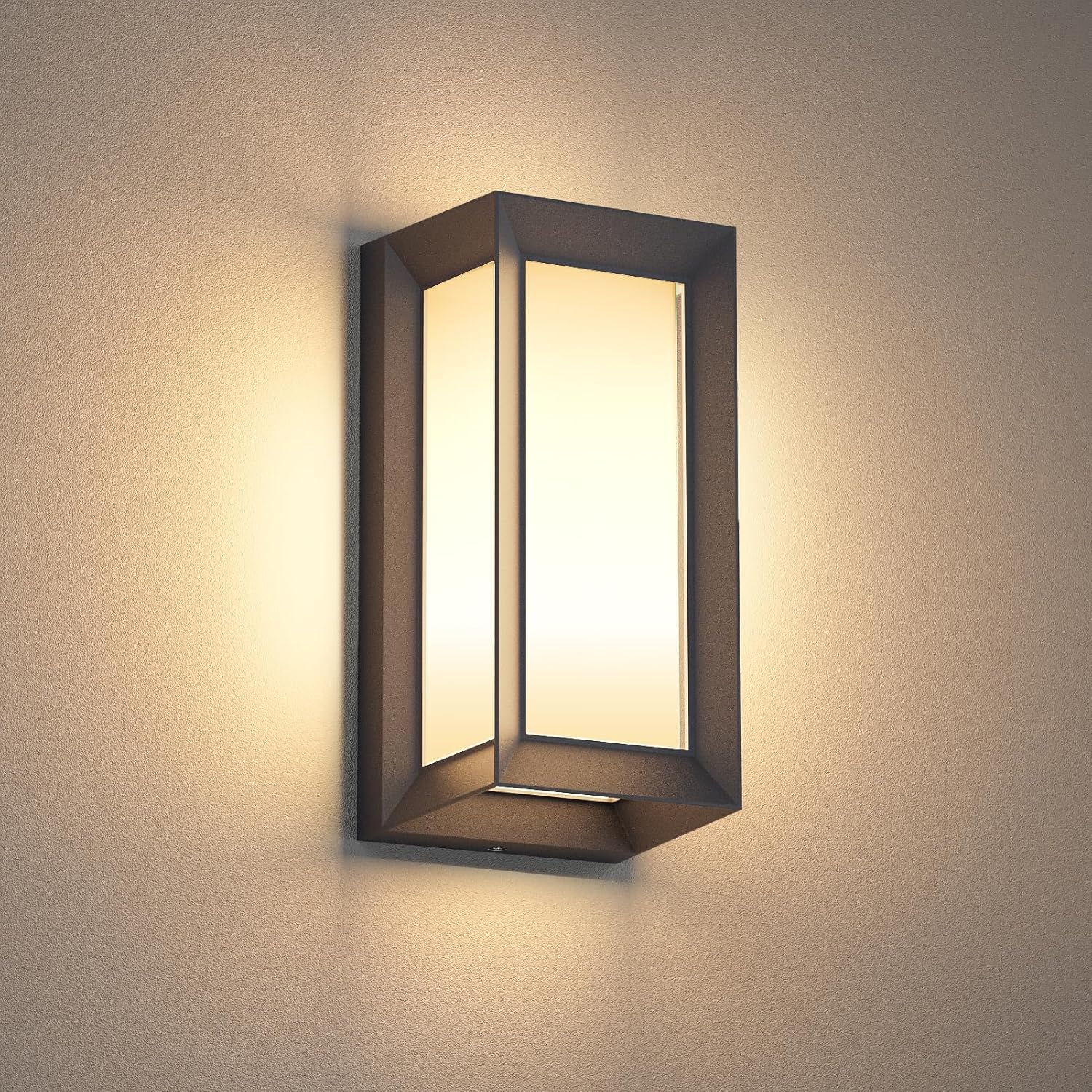 Kinkiet wewnętrzny/zewnętrzny (czarny), 18 W, wodoodporny IP65, odpowiedni na tarasy, korytarze, wejścia itp. Wykonany z aluminium.
